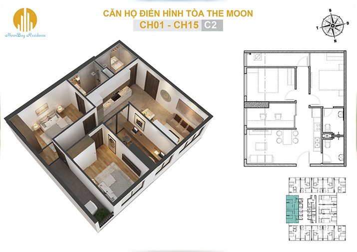 Mặt bằng căn hộ CH01-15 mẫu C2