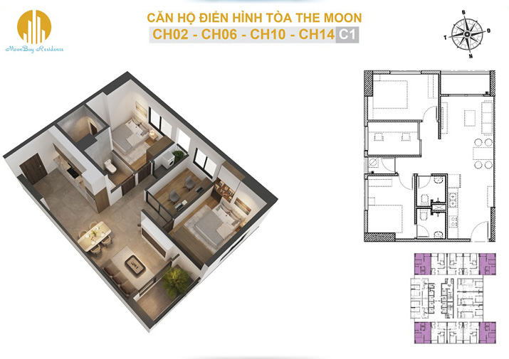 Mặt bằng căn hộ CH02-06-10-14 mẫu C1