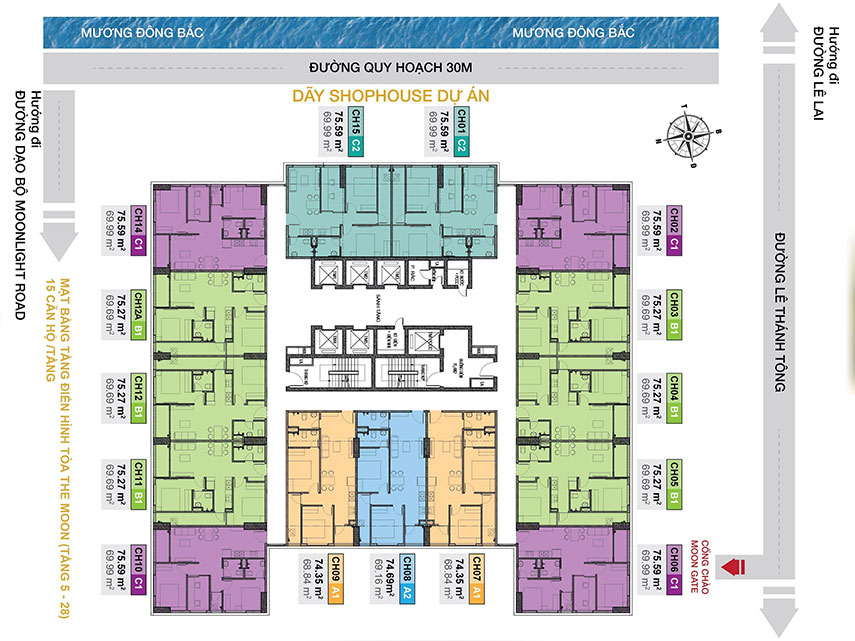 Mặt bằng tầng điển hình The Moon tầng 5-28