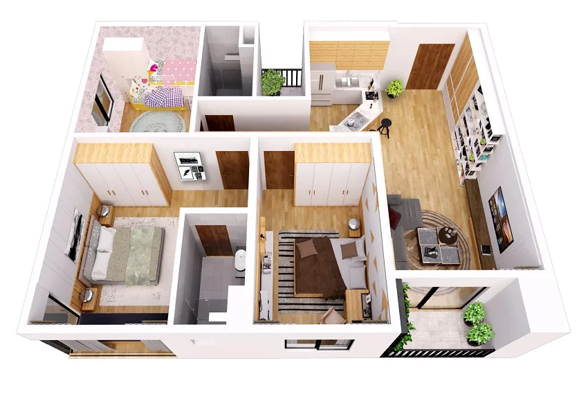 Thiết kế căn hộ 1PN – 3PN